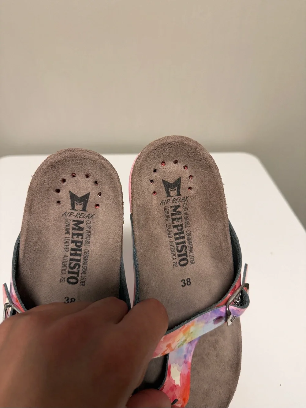Mephisto Helen Leather Thong Sandals PINK LAGOON Women's EU 38 US 8